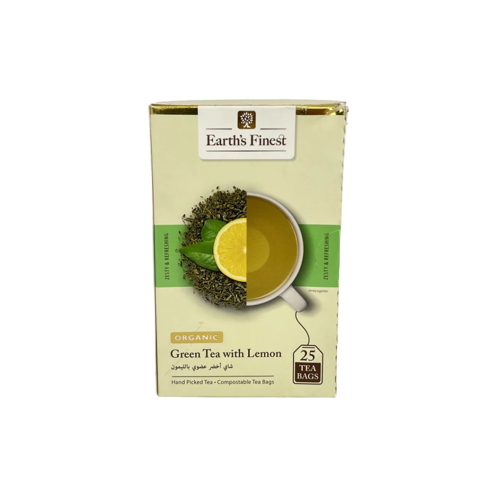 چای سبز و لیمو تی بگ 25 عددی اورگانیک EARTH’S FINEST